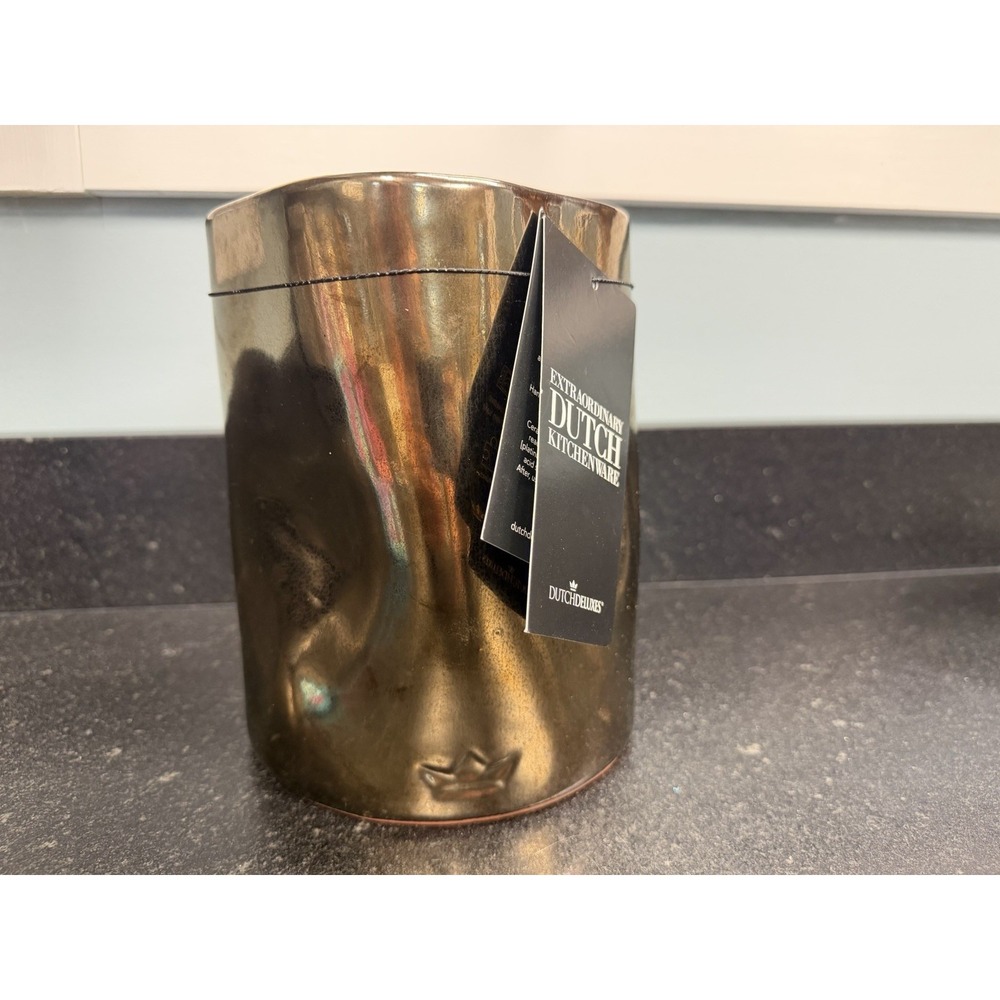 Dutchdeluxes Dented Crock Utensil Holder - Platinum Ceramic - Handmade Portugal - Picture 7 of 10